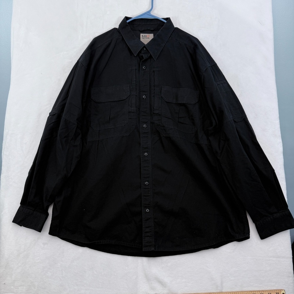 511 Tactical Shirt Mens 2XL Black Canvas Pocket Vent Casual Outdoor Button Up